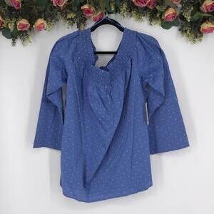 Maette Plus Size Swiss Dot Blue Off-the-Shoulder Top Size 2X NWT